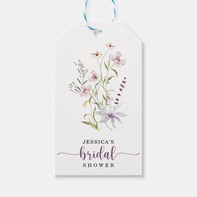 Étiquettes-cadeau Fête des mariées fleur sauvage Rustique Fleur Fave (Devant)