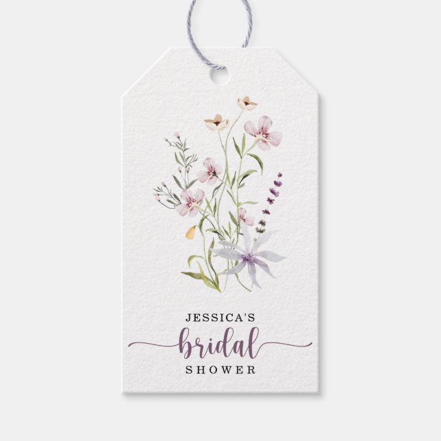 Étiquettes-cadeau Fête des mariées fleur sauvage Rustique Floral Fav (Devant)