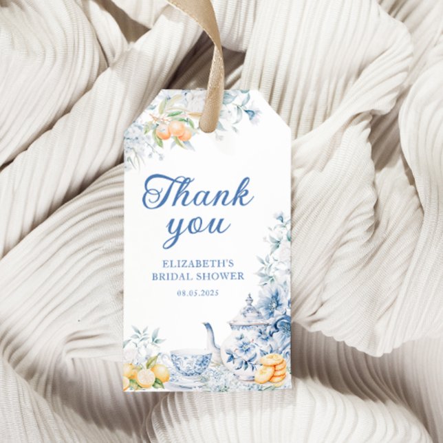 Étiquettes-cadeau Fête des mariées Floral Blue Tea Party (Créateur téléchargé)