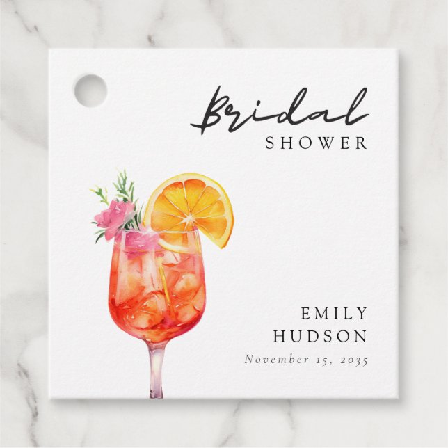 Étiquettes Cadeau Fête des mariées florale Aperol Spritz (Devant)