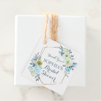 Étiquettes Cadeau Fête des mariées florale bleu classique