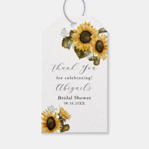 Étiquettes-cadeau Fête des mariées florale de tournesol