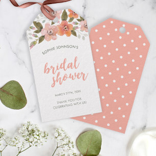 Étiquettes-cadeau Fête des mariées florale délicate