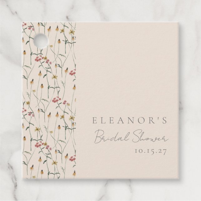 Étiquettes Cadeau Fête des mariées florale Fleur sauvage lunaire (Devant)