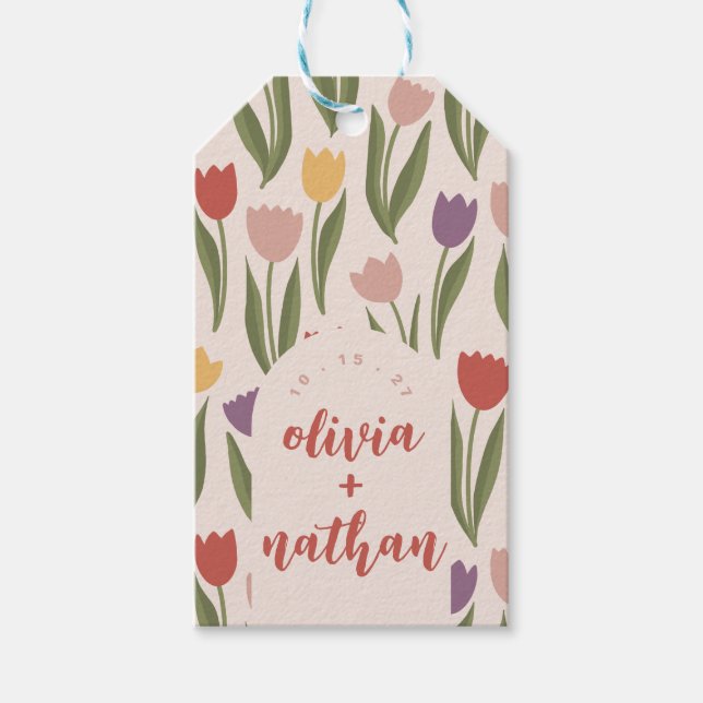 Étiquettes-cadeau Fête des mariées florale ou Mariage personnalisé (Devant)