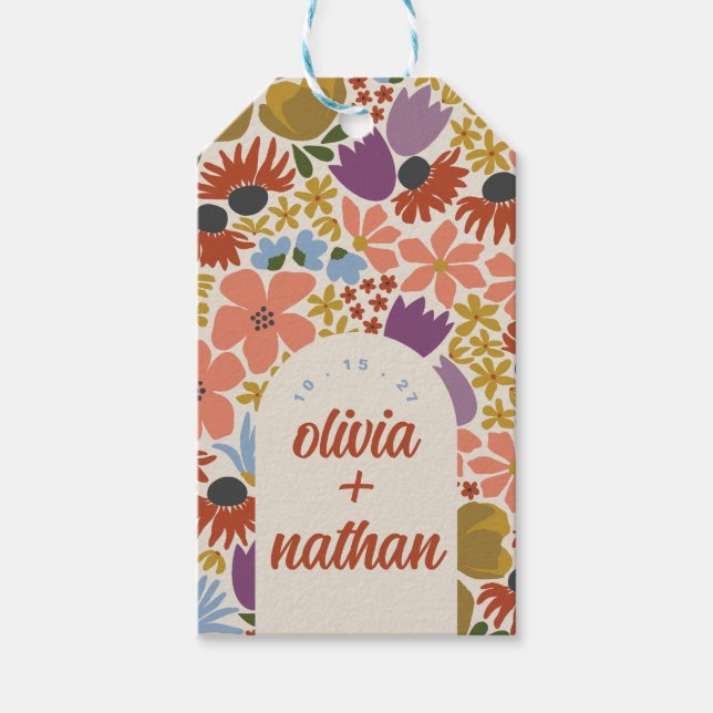 Étiquettes-cadeau Fête des mariées florale ou Mariage personnalisé (Devant)