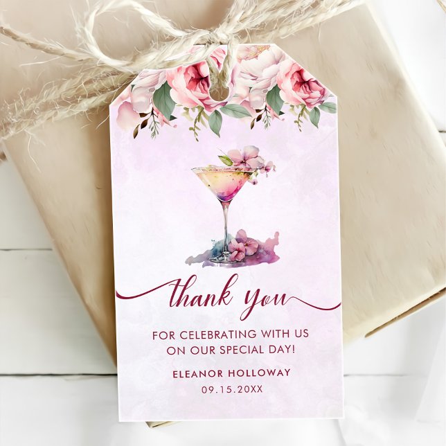 Étiquettes-cadeau Fête des mariées florale rose (Créateur téléchargé)
