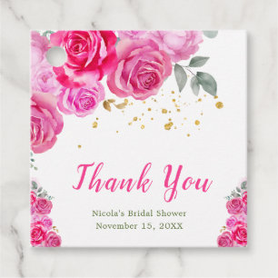 Étiquettes Cadeau Fête des mariées florale rose chaud