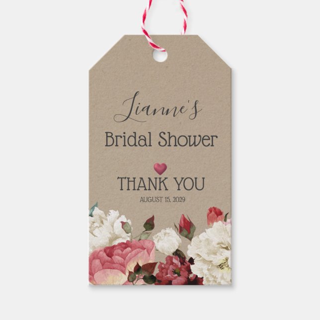 Étiquettes-cadeau Fête des mariées florale rose et blanc de printemp (Devant)