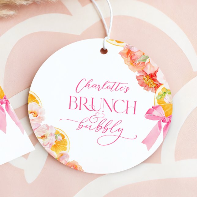 Étiquettes Cadeau Fête des mariées florale rose et orange (Créateur téléchargé)