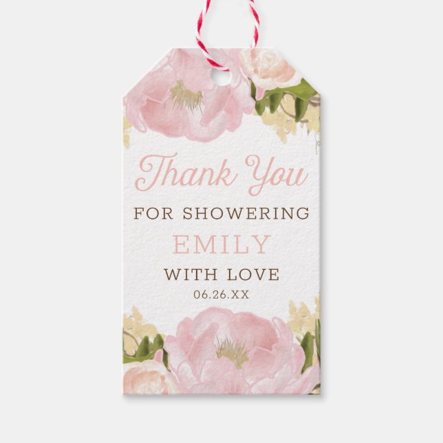 Étiquettes-cadeau Fête des mariées florale rose Favoriser les étique (Devant)