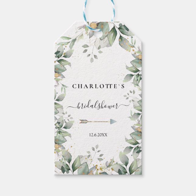 ÉTIQUETTES-CADEAU FÊTE DES MARIÉES MARIAGE EUCALYPTUS BALISES CADEAU (Devant)