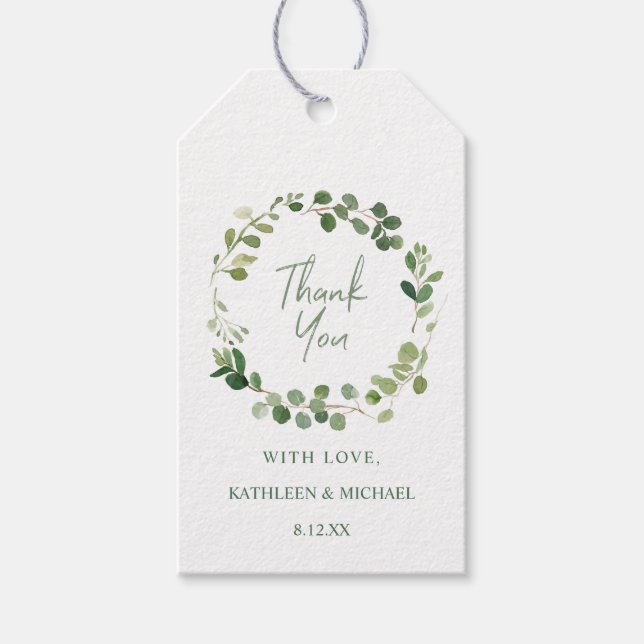 Étiquettes-cadeau Fête des mariées mariage Favoriser Eucalyptus Verd (Devant)