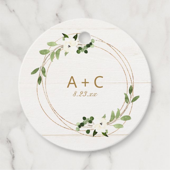 Étiquettes Cadeau Fête des mariées mariage Géométrique Verdure couro (Devant)