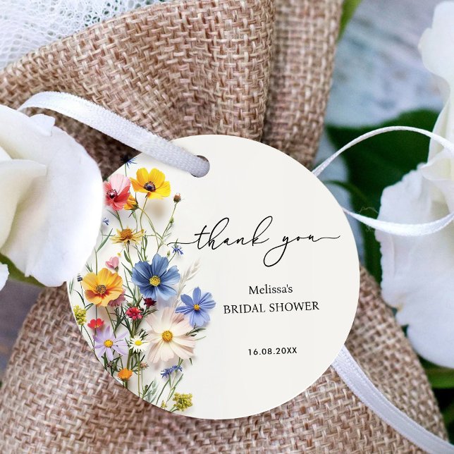 Étiquettes Cadeau Fête des mariées Merci fleur sauvage (Créateur téléchargé)