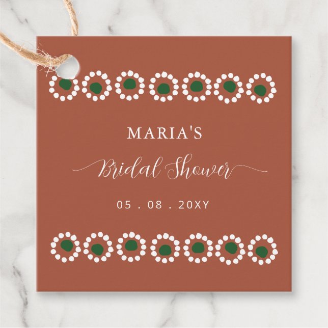 Étiquettes Cadeau Fête des mariées mexicaine Boho Barro (Devant)