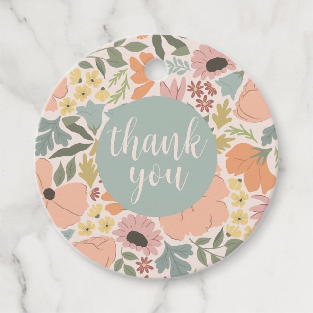 Étiquettes Cadeau Fête des mariées ou Mariage floral (Devant)