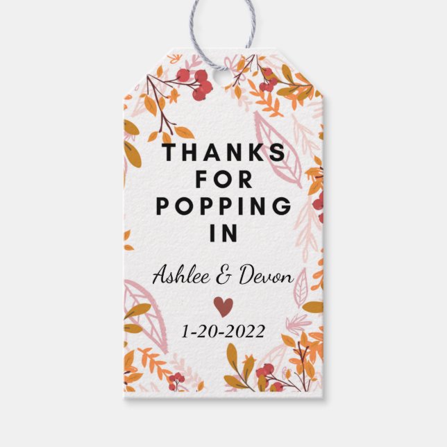 Étiquettes-cadeau Fête des mariées Popcorn Favoriser Mariage (Devant)