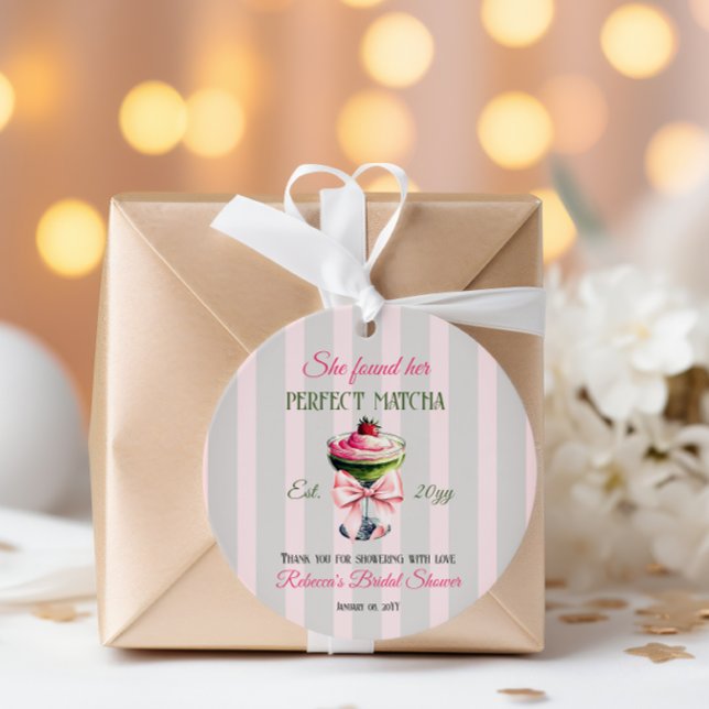 Étiquettes Cadeau Fête des mariées Retro Strawb Parfaite Matcha Rose (Créateur téléchargé)