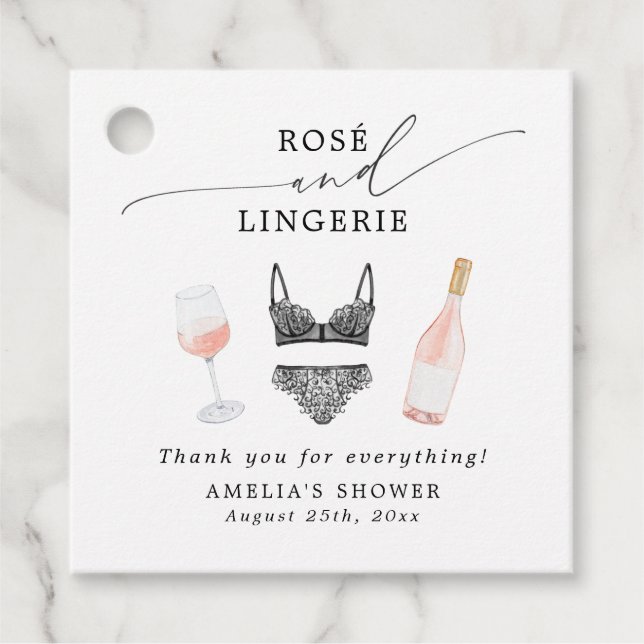 Étiquettes Cadeau Fête des mariées Rosé et Lingerie (Devant)