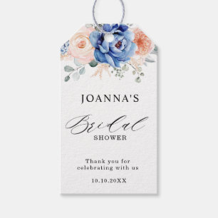 Étiquettes-cadeau Fête des mariées rose pâle Dusty bleu marine