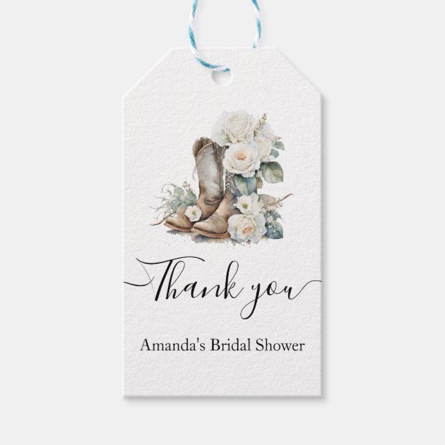 Étiquettes-cadeau Fête des mariées Rustique Floral Boots Favoriser (Devant)