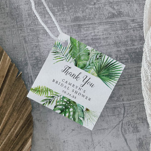 Étiquettes Cadeau Fête des mariées sauvage de palmiers tropicaux Mer