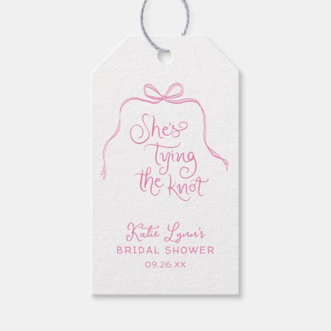 Étiquettes-cadeau Fête des mariées simple en forme de cou rose (Devant)