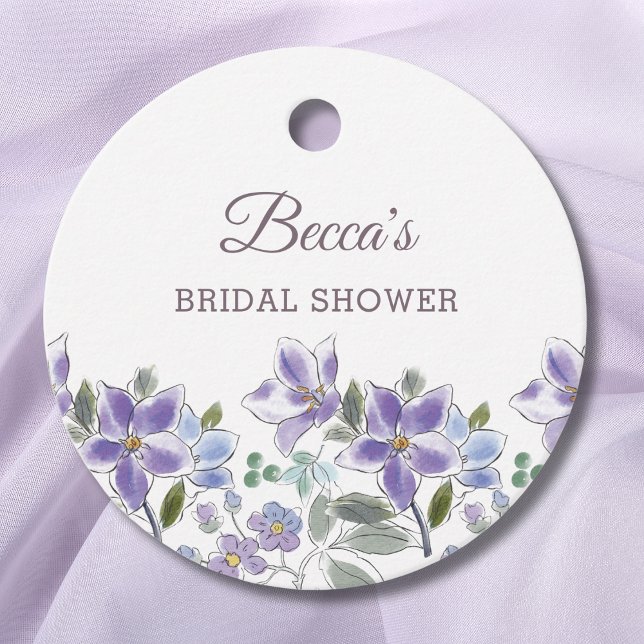 Étiquettes Cadeau Fête des mariées végétale féminine Lilac (Créateur téléchargé)