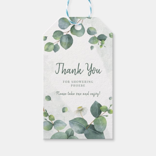 Étiquettes-cadeau Fête des mariées verte Eucalyptus Botanique (Devant)