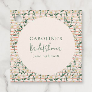 Étiquettes Cadeau Fête des mariées verte fleurie Retro Daisies sur m