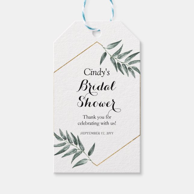 Étiquettes-cadeau Fête des mariées verte tendance Eucalyptus Favoris (Devant)