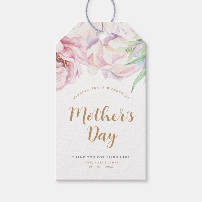 Étiquettes-cadeau Fête des mères florales (Devant)