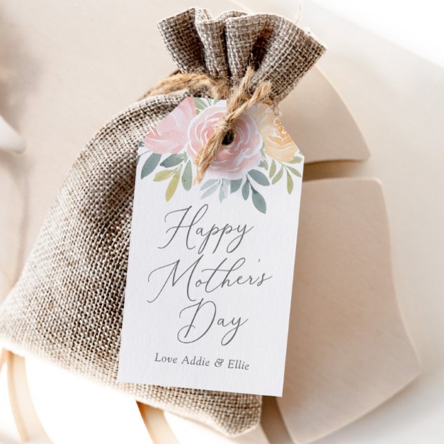 Étiquettes-cadeau Fête des mères florales roses (Créateur téléchargé)