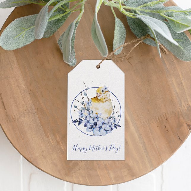 Étiquettes-cadeau Fête des mères joyeuses pour les oiseaux et les fl (Créateur téléchargé)