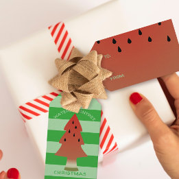 Étiquettes-cadeau Fête des pastèques Noël en juillet Bande verte