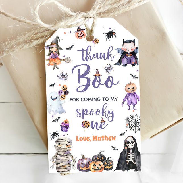 Étiquettes-cadeau Fête du 1er anniversaire de Halloween Ghost (Créateur téléchargé)