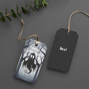 Étiquettes-cadeau Fête du costume de forêt hantée Halloween Ghost