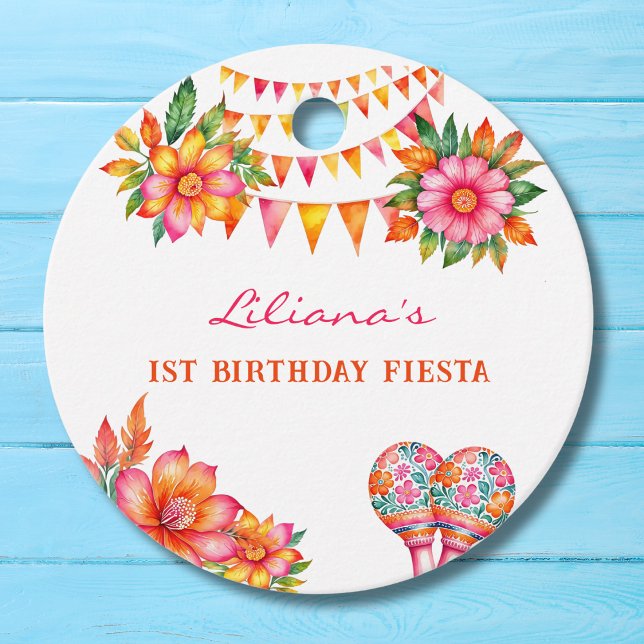 Étiquettes Cadeau Fête Florale rose 1er anniversaire Merci (Créateur téléchargé)