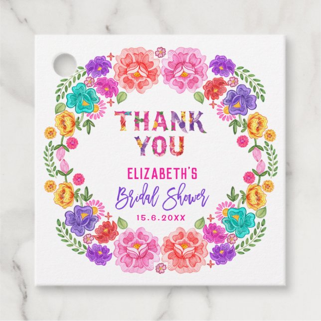 Étiquettes Cadeau Fête Florale tendance Fête des mariées mexicaine (Devant)