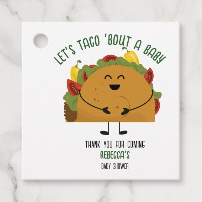 Étiquettes Cadeau Fête mexicaine, taco parle d'un baby shower bébé (Devant)