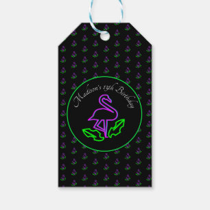 Étiquettes-cadeau Fête néon tropicale Faveur de fête Flamant rose Gl