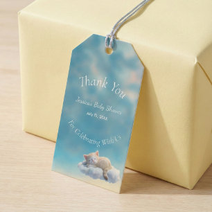 Étiquettes-cadeau Fête Prénatale de Chaton Dans Les Nuages
