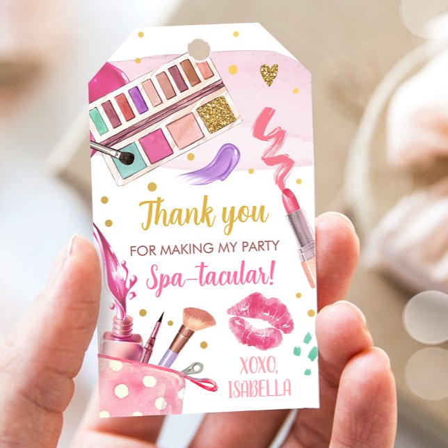 Étiquettes-cadeau Fête spa Fille Glamor Maquillage fête d'anniversai (Créateur téléchargé)
