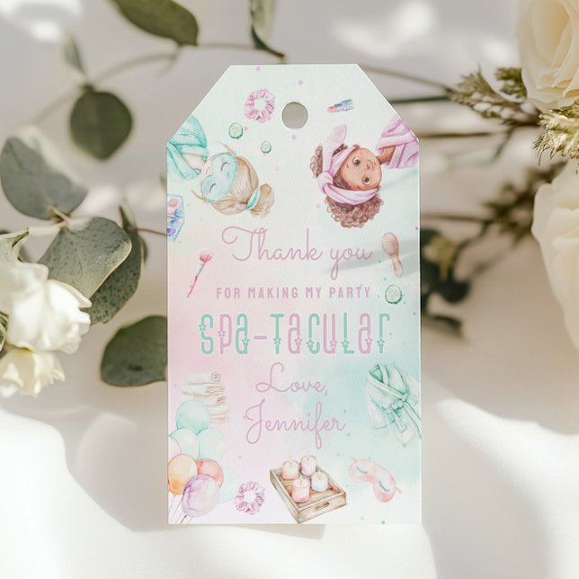 Étiquettes-cadeau Fête spa Pastel Spatacular Anniversaire Merci (Créateur téléchargé)
