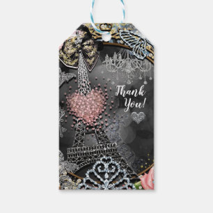 Étiquettes-cadeau Fête Sweet 16 Paris Bling Glamour Étincelle France