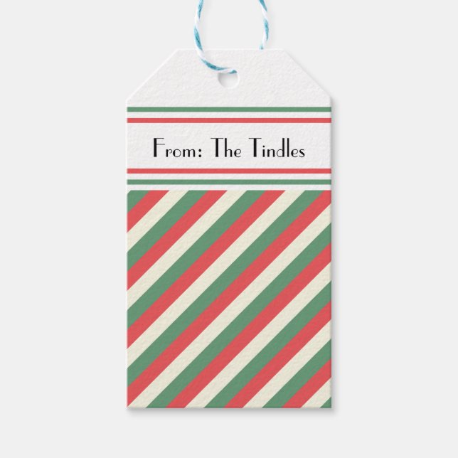 Étiquettes-cadeau Fête Verticale Retro Vert Rouge Personnalisé (Devant)
