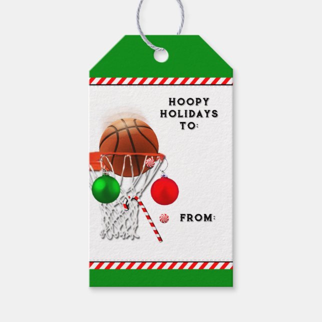 Étiquettes-cadeau Fêtes de Noël de basket-ball (Devant)