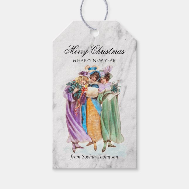 Étiquettes-cadeau Fêtes de Noël Retro sur mesure (Devant)
