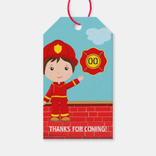 Étiquettes-cadeau Feu de pompiers thème Anniversaire Fête Fête Fête